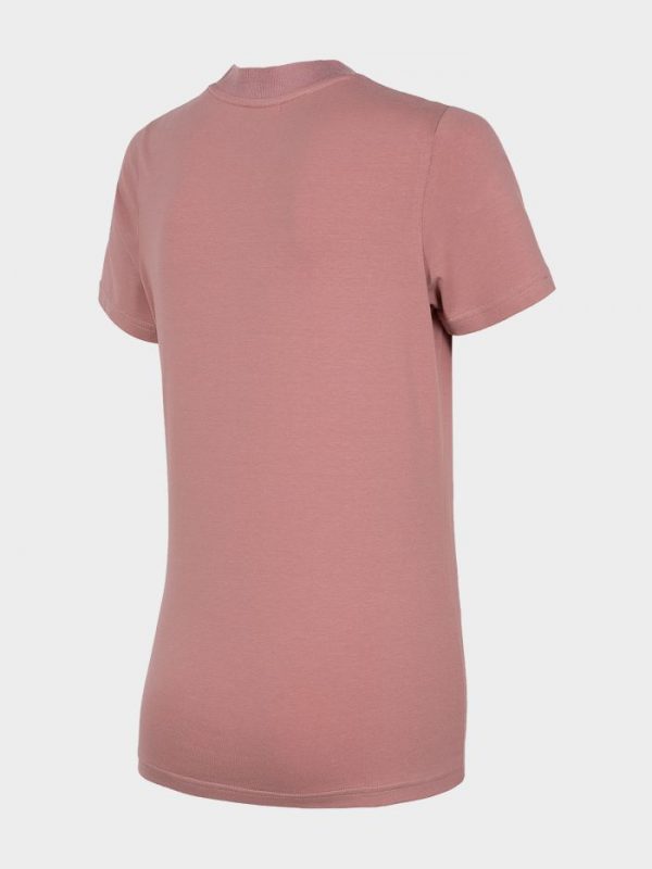koszulka damska ze ściągaczem pod szyją 4f h4l20-tsd013 różowa tył