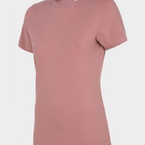 koszulka damska ze ściągaczem pod szyją 4f h4l20-tsd013 różowa przód